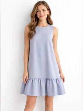 Cynthia Rowley Sleeveless Ruffle-Hem Shift Dress in Baby Blue